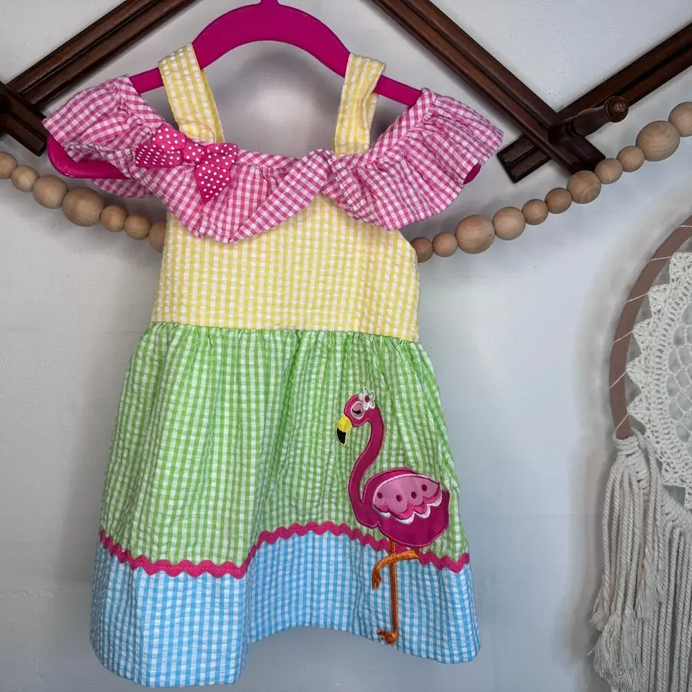 Vintage Rare Editions Gingham Flamingo Dress